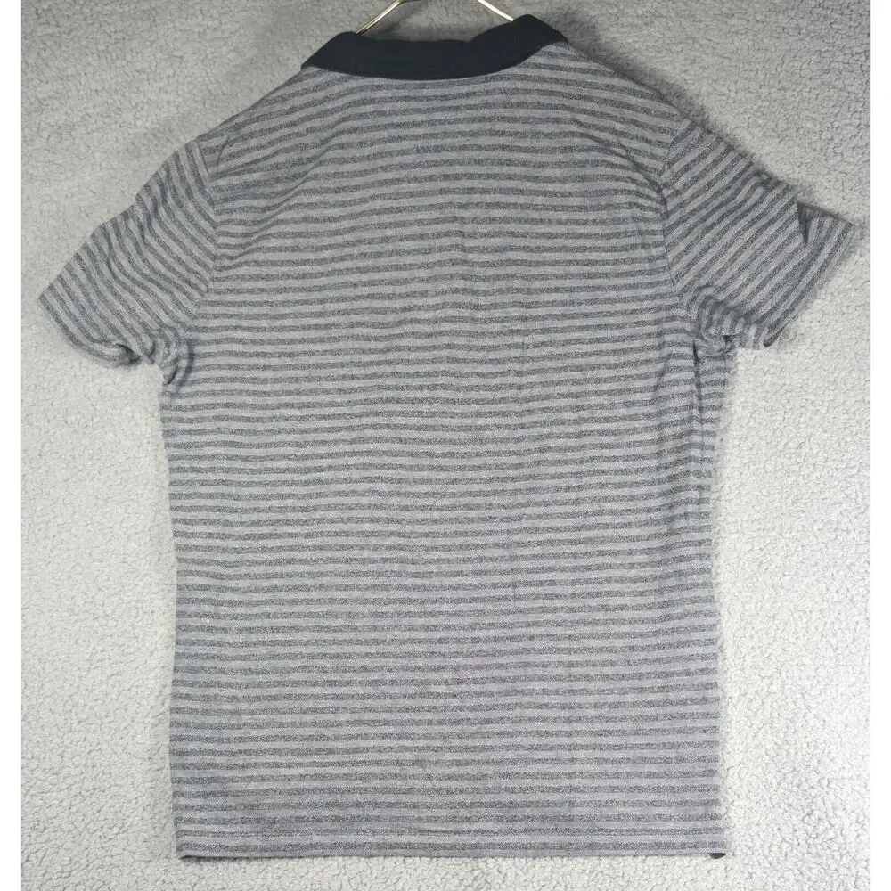 Banana Republic Polo Mens Size Large Grey Striped Polo Performance Pique